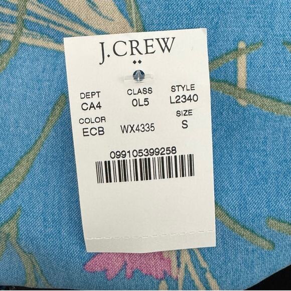 J. Crew Faux Wrap V-Neck Elastic Waist Dress Blue Floral Size Small - Picture 10 of 11